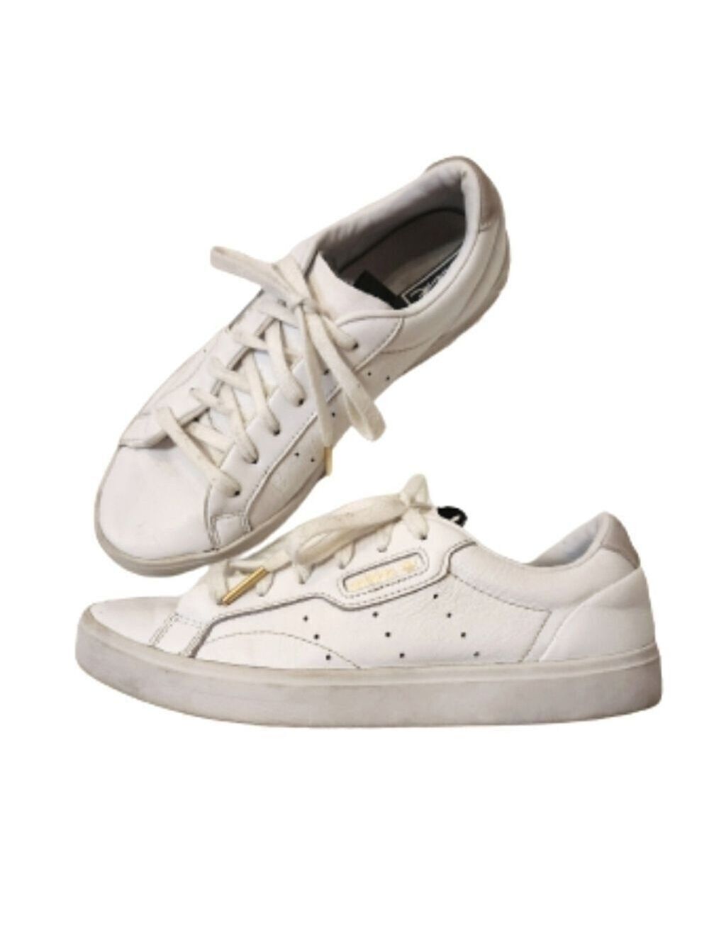 Adidas Originals Sleek White Leather Low Top Sneakers Size 6